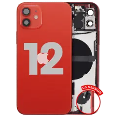 Back Housing W/ Small Parts For iPhone 12 (US Version) (Used OEM Pull: Grade A) (Red)