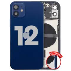 Back Housing W/ Small Parts For iPhone 12 (US Version) (Used OEM Pull: Grade A) (Blue)