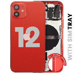 Back Housing W/ Small Parts For iPhone 12 (EU / Global Version) (Used OEM Pull: Grade B) (Red)