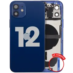 Back Housing W/ Charging Port Flex & Small Parts  For iPhone 12 (US Version) (Used OEM Pull: Grade A) (Blue)