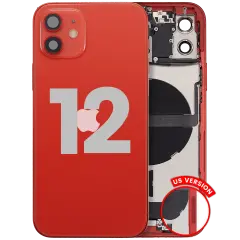 Back Housing W/ Charging Port Flex & Small Parts  For iPhone 12 (US Version) (Used OEM Pull: Grade A) (Red)