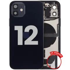 Back Housing W/ Charging Port Flex & Small Parts  For iPhone 12 (US Version) (Used OEM Pull: Grade B) (Black)