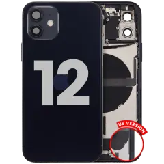 Back Housing W/ Charging Port Flex & Small Parts  For iPhone 12 (US Version) (Used OEM Pull: Grade C) (Black)