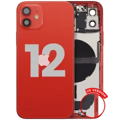 Back Housing W/ Charging Port Flex & Small Parts  For iPhone 12 (US Version) (Used OEM Pull: Grade C) (Red)