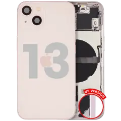 Back Housing W/ Small Parts For iPhone 13 (US Version) (Used OEM Pull: Grade A) (Pink)