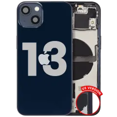 Back Housing W/ Small Parts For iPhone 13 (US Version) (Used OEM Pull: Grade B) (Midnight)