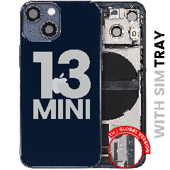 Back Housing W/ Charging Port Flex & Small Parts  For iPhone 13 Mini (EU / Global Version) (Used OEM Pull: Grade C) (Midnight)