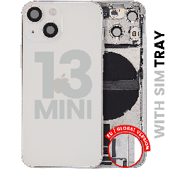 Back Housing W/ Charging Port Flex & Small Parts  For iPhone 13 Mini (EU / Global Version) (Used OEM Pull: Grade C) (Starlight)