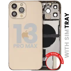 Back Housing W/ Charging Port Flex & Small Parts  For iPhone 13 Pro Max (EU / Global Version) (Used OEM Pull: Grade A) (Gold)