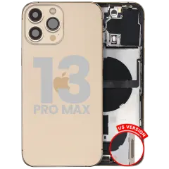 Back Housing W/ Charging Port Flex & Small Parts  For iPhone 13 Pro Max (US Version) (Used OEM Pull: Grade B) (Gold)
