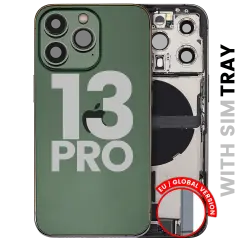Back Housing W/ Charging Port Flex & Small Parts  For iPhone 13 Pro (EU / Global Version) (Used OEM Pull: Grade C) (Alpine Green)