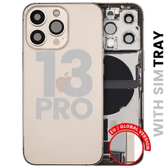 Back Housing W/ Charging Port Flex & Small Parts  For iPhone 13 Pro (EU / Global Version) (Used OEM Pull: Grade C) (Gold)