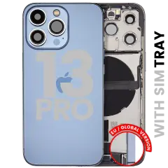 Back Housing W/ Charging Port Flex & Small Parts  For iPhone 13 Pro (EU / Global Version) (Used OEM Pull: Grade C) (Sierra Blue)