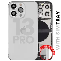Back Housing W/ Charging Port Flex & Small Parts  For iPhone 13 Pro (EU / Global Version) (Used OEM Pull: Grade C) (Silver)