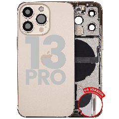 Back Housing W/ Charging Port Flex & Small Parts  For iPhone 13 Pro (US Version) (Used OEM Pull: Grade A) (Gold)