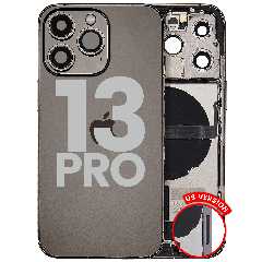 Back Housing W/ Charging Port Flex & Small Parts  For iPhone 13 Pro (US Version) (Used OEM Pull: Grade A) (Graphite)
