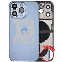 Back Housing W/ Charging Port Flex & Small Parts  For iPhone 13 Pro (US Version) (Used OEM Pull: Grade A) (Sierra Blue)