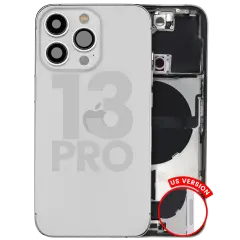 Back Housing W/ Charging Port Flex & Small Parts  For iPhone 13 Pro (US Version) (Used OEM Pull: Grade A) (Silver)