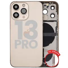 Back Housing W/ Charging Port Flex & Small Parts  For iPhone 13 Pro (US Version) (Used OEM Pull: Grade B) (Gold)