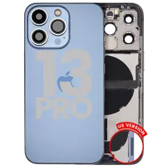 Back Housing W/ Charging Port Flex & Small Parts  For iPhone 13 Pro (US Version) (Used OEM Pull: Grade B) (Sierra Blue)