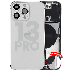 Back Housing W/ Charging Port Flex & Small Parts  For iPhone 13 Pro (US Version) (Used OEM Pull: Grade B) (Silver)