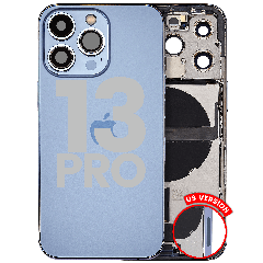 Back Housing W/ Charging Port Flex & Small Parts  For iPhone 13 Pro (US Version) (Used OEM Pull: Grade C) (Sierra Blue)