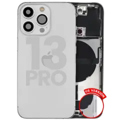 Back Housing W/ Charging Port Flex & Small Parts  For iPhone 13 Pro (US Version) (Used OEM Pull: Grade C) (Silver)