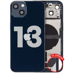 Back Housing W/ Charging Port Flex & Small Parts  For iPhone 13 (US Version) (Used OEM Pull: Grade A) (Midnight)