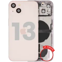 Back Housing W/ Charging Port Flex & Small Parts  For iPhone 13 (US Version) (Used OEM Pull: Grade A) (Pink)