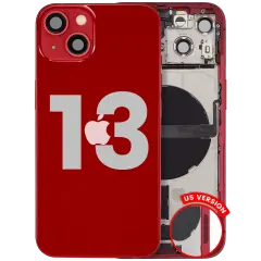 Back Housing W/ Charging Port Flex & Small Parts  For iPhone 13 (US Version) (Used OEM Pull: Grade C) (Red)