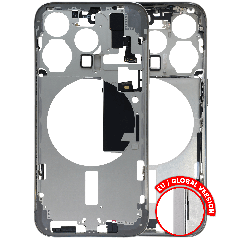 Mid-Frame Housing  W/ Small Parts For iPhone 15 Pro (EU / Global Version) (Used OEM Pull: Grade B) (White Titanium)