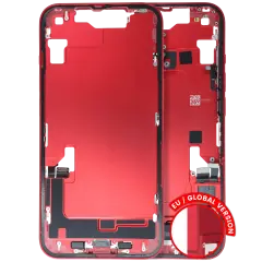 Mid-Frame Housing  W/ Charging Port Flex & Small Parts  For iPhone 14 (EU / Global Version) (Used OEM Pull: Grade B) (Red)