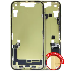 Mid-Frame Housing  W/ Charging Port Flex & Small Parts  For iPhone 14 (EU / Global Version) (Used OEM Pull: Grade B) (Yellow)