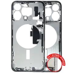 Mid-Frame Housing  W/ Charging Port Flex & Small Parts  For iPhone 15 Pro Max (EU / Global Version) (Used OEM Pull: Grade C) (White Titanium)