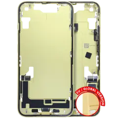 Mid-Frame Housing  W/ Charging Port Flex & Small Parts  For iPhone 14 (EU / Global Version) (Used OEM Pull: Grade C) (Yellow)
