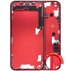 Mid-Frame Housing  W/ Charging Port Flex & Small Parts  For iPhone 14 Plus (EU / Global Version) (Used OEM Pull: Grade C) (Red)