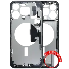 Mid-Frame Housing  W/ Charging Port Flex & Small Parts  For iPhone 15 Pro Max (EU / Global Version) (Used OEM Pull: Grade C) (Blue Titanium)