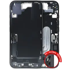 Mid-Frame Housing  W/ Charging Port Flex & Small Parts  For iPhone 16 (EU / Global Version) (Used OEM Pull: Grade B) (Black)