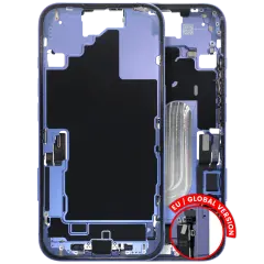 Mid-Frame Housing  W/ Charging Port Flex & Small Parts  For iPhone 16 (EU / Global Version) (Used OEM Pull: Grade C) (Ultramarine)