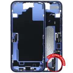 Mid-Frame Housing  W/ Charging Port Flex & Small Parts  For iPhone 16 Plus (EU / Global Version) (Used OEM Pull: Grade A) (Ultramarine)