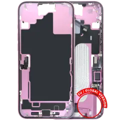 Mid-Frame Housing  W/ Charging Port Flex & Small Parts  For iPhone 16 Plus (EU / Global Version) (Used OEM Pull: Grade A) (Pink)
