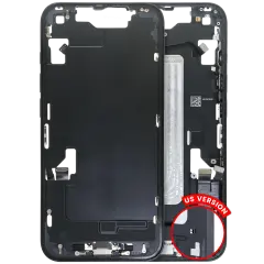 Mid-Frame Housing  W/ Charging Port Flex & Small Parts  For iPhone 16e (US Version) (Used OEM Pull: Grade A) (Black)