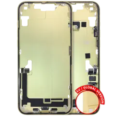Mid-Frame Housing  W/ Charging Port Flex & Small Parts  For iPhone 14 Plus (EU / Global Version) (Used OEM Pull: Grade A) (Yellow)