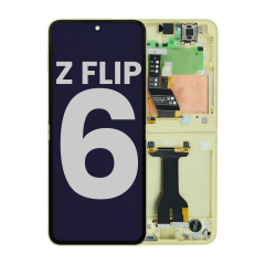 Inner OLED Assembly With Frame For Samsung Galaxy Z Flip 6 5G (US &amp; International) (Used OEM Pull : Grade A) (Yellow)
