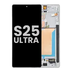 OLED Assembly With Frame For Samsung Galaxy S25 Ultra 5G (Used OEM Pull Grade A ) (US & International Version) (Titanium White Silver)