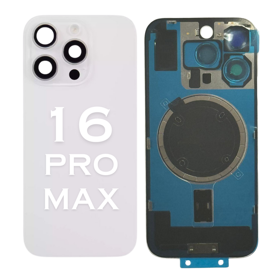 Back Glass With Steel Plate And Magnet For iPhone 16 Pro MAX-WHITE