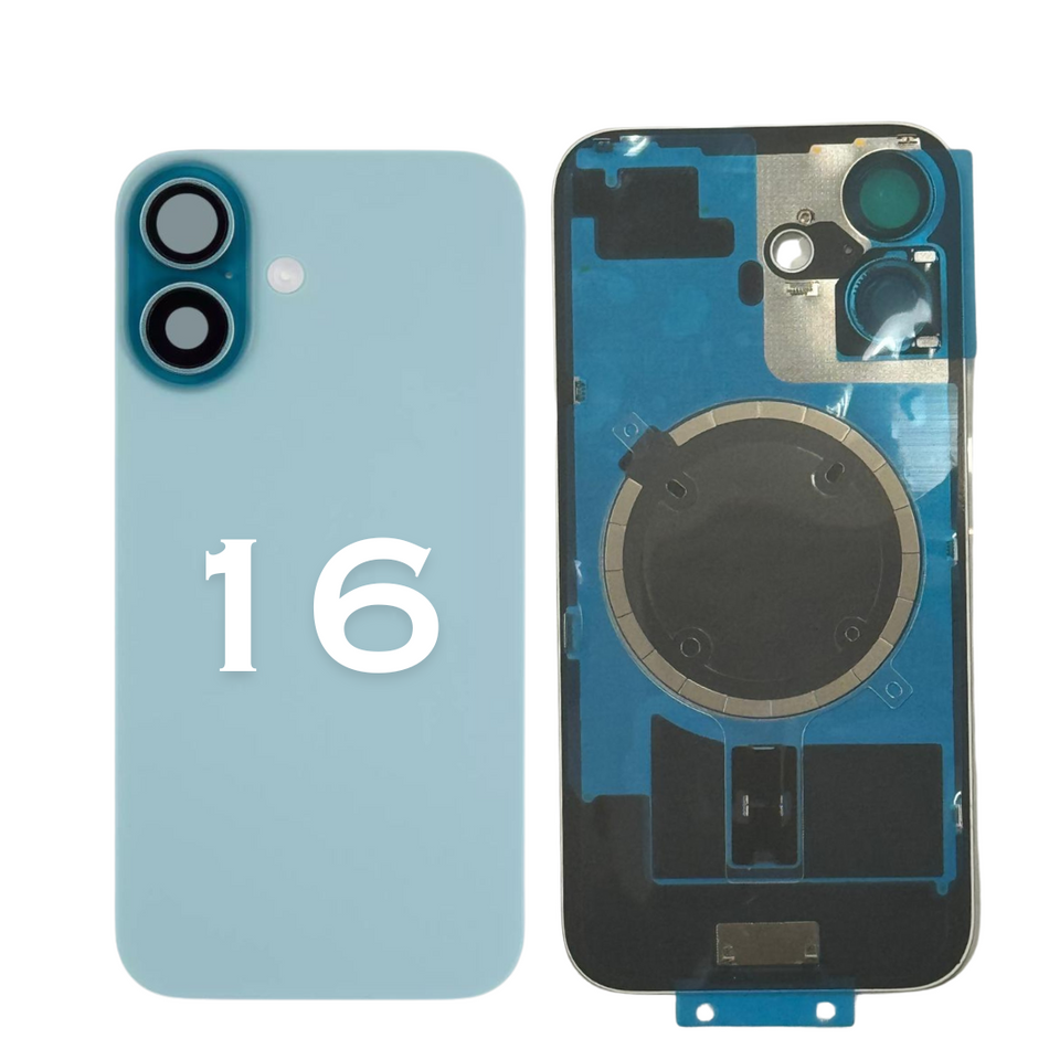 Back Glass With Steel Plate And Magnet For iPhone 16- TEAL