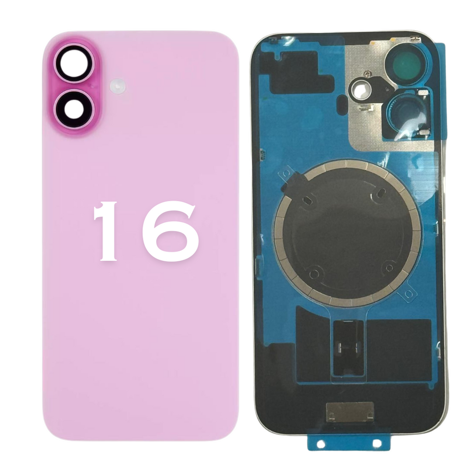 Back Glass With Steel Plate And Magnet For iPhone 16- PINK