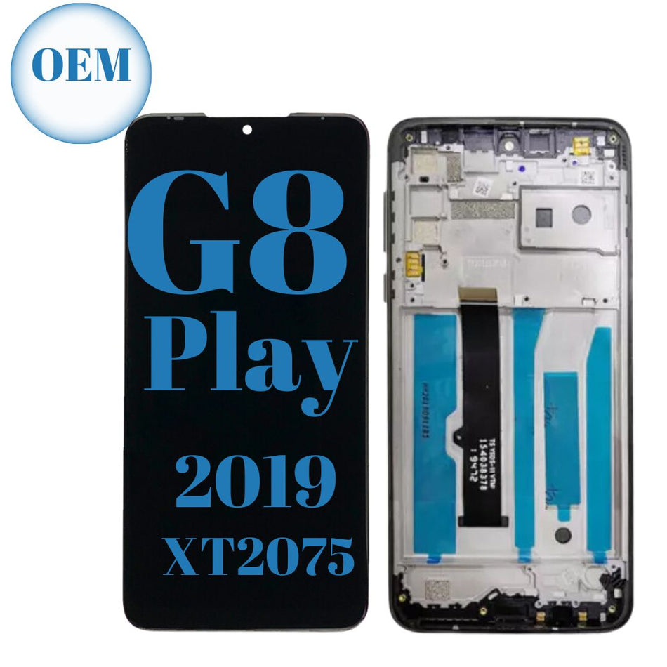 LCD Digitizer Display Touch Screen with Frame Red compatible with Motorola G8 Play 2019 Xt2015